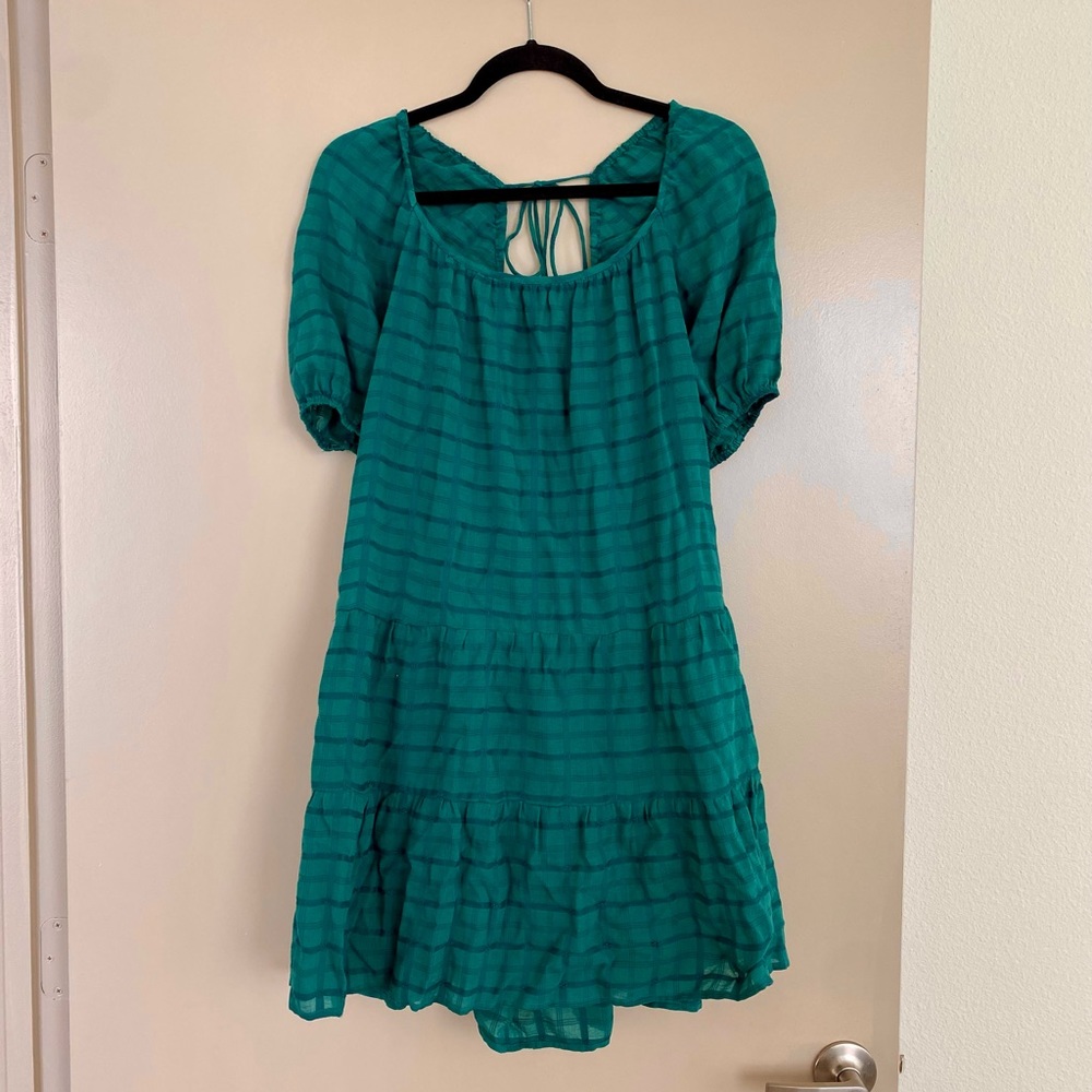 Teal Open Back Tiered Boutique Dress